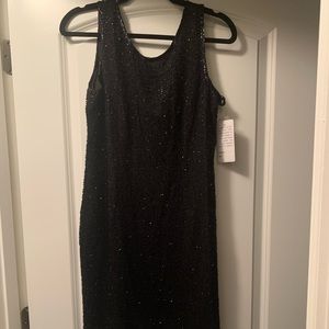 JMD New York Beaded 100% Silk Little Black Dress Size PL